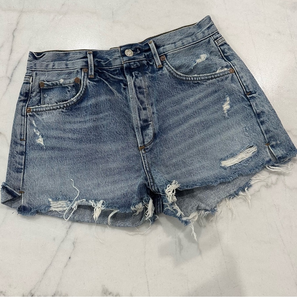 Agolde Jaden Denim Shorts Size 29 High Rise distress new revolve cut offs